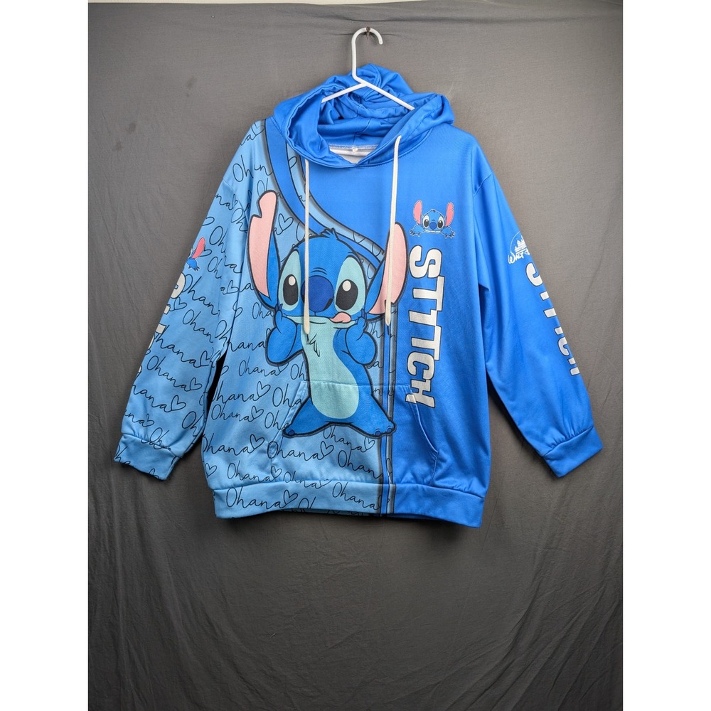 Disney Lilo & Stitch Ohana Blue Graphic Hoodie Walt Disney World Large